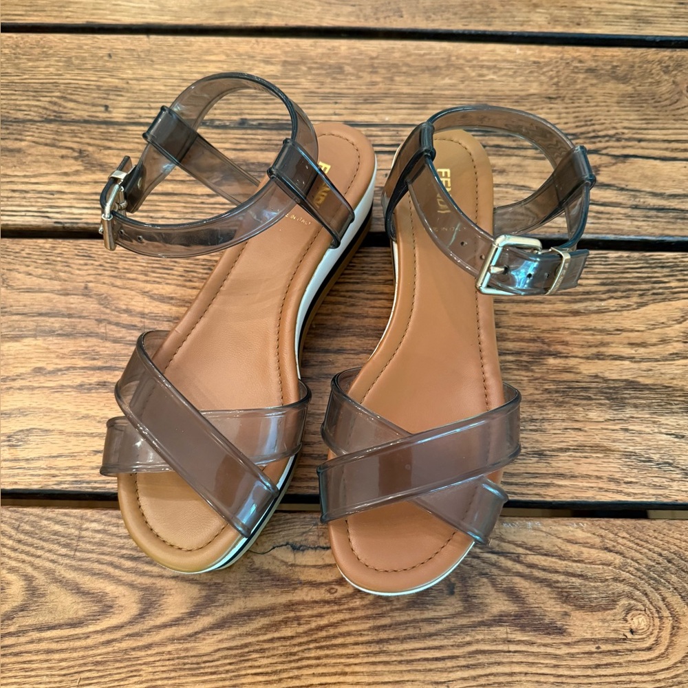 Fendi Hydra Jelly Crisscross Platform Sandals Size EU 38